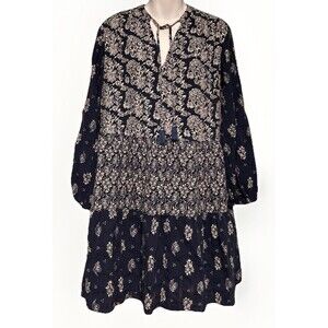 Maeve Anthropologie Carlita Blue & White Tiered Tunic Dress Medium